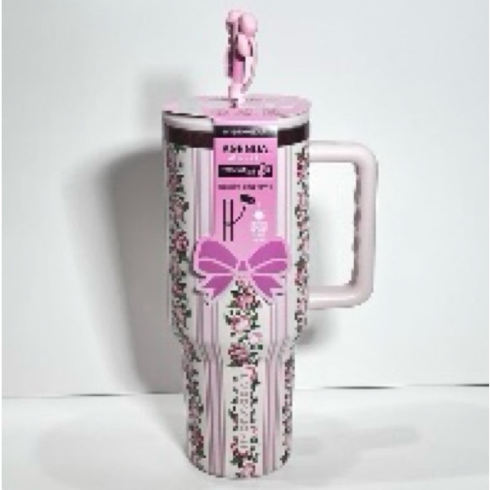 Love Shack Fancy Pink and White Glitter Party Favor Tumbler